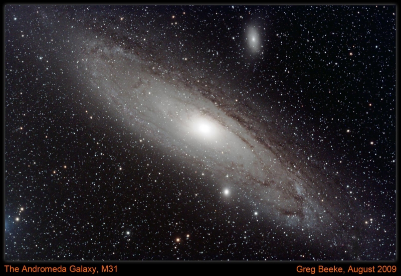 M31_2009_08_17sm.jpg -  By: Greg Beeke Telescope: TMB105 AP Traveler Hybrid f/4.7 Filters: IDAS LP Camera: QHY8 Pro Mount: Aim Controls EQ2 Guider: QHY5, Guidemaster Exposure: 30x300s,  