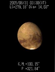 Mars simulation for 050831 0330 UT