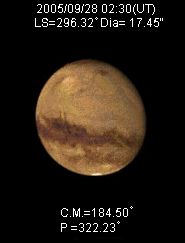 Mars simulation for 050928 0230 UT