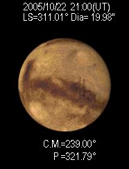 Mars simulation for 051022 2100 UT