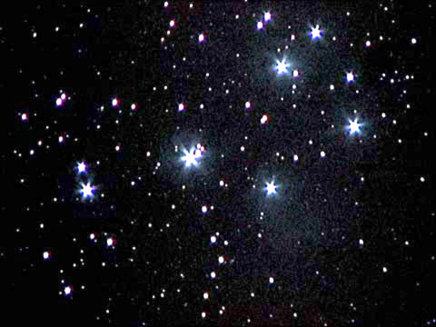 The'star' patterns on the brighter stars are diffraction spikes caused by 